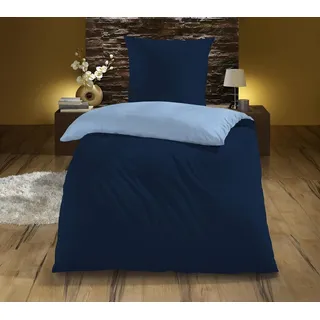 KiNZLER Wendebettwäsche "Mikrofaser "Cashmere Touch"" 2 tlg. Unifarben, besonders weich, navy