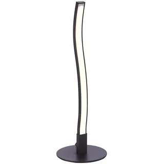 LeuchtenDirekt LED Schreibtischlampe in Wellenform schwarze Tischlampe 10 x 30cm moderne Led Tischleuchte in warmweißer Lichtfarbe mit Schnurschalter 15128-18
