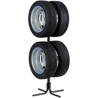 CARTREND Felgenbaum für 4 PKW-Felgen oder Reifen, platzsparend in Garage und Keller, für Reifen / Felgen von 10 - 43,2 cm (17 Zoll), Schwarz