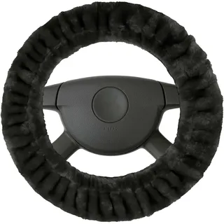 Walser Lenkradbezug Teddy Plüsch, Vegane Lenkradhülle Kunstfell, Plüsch-Lenkradabdeckung, Lenkradschoner Lammfell-Optik vegan anthrazit