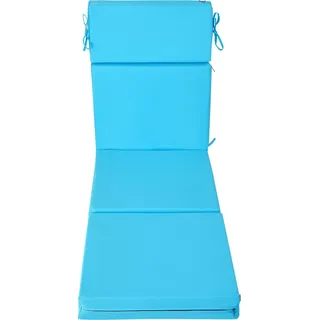 SucceBuy Deckchair Auflagen, 1830x533x98 mm, Outdoor-Liegenauflagen, wasserabweisend & farbbeständig, Sonnenliegen-Kissen mit Befestigungsbändern, dick gepolsterte Terrassenauflagen für Poolbereich, Meerblau - Blau