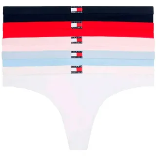 Tommy Hilfiger Uw0uw05751 Tanga 5 Einheiten - Red / Light Pink / White / Navy / Blue - L
