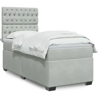 Langlebige Boxspringbett mit Matratze Hellgrau 90x200 cm Samt Gästebett mit Lattenrost Möbel6794305 - Grau