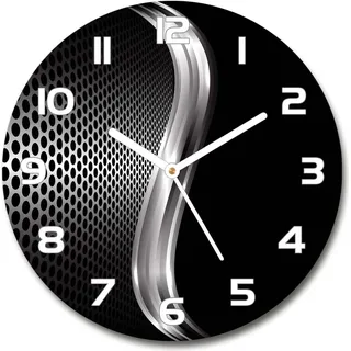 Wanduhr aus Glas 30fi Glasbild Glasuhr Gehärtetes Glas - weisse-zeiger - Metal abstraction - Schwarz