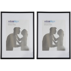 Bild von Bilderrahmen 2er Set, 20x30 cm, Passepartout 15x20 cm, Glasscheibe, Fotorahmen zum Stellen & Hängen, schwarz