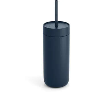 Fellow Carter Cold Reisebecher für Wasser, Eistee, Kaffee, Smoothies, Eiskaffee und mehr, vakuumisolierter Eiskaffeebecher aus Edelstahl mit auslaufsicherem Deckel und Strohhalm, 590 ml, Steinblau