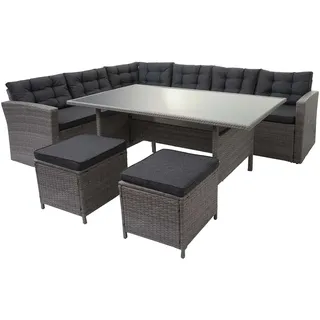 Mendler Poly-Rattan-Garnitur 4-tlg. Grau