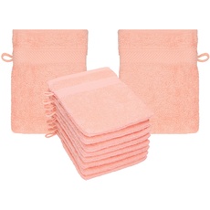 Betz 10 Stück Waschhandschuhe Frottee Waschhandschuh PALERMO 100% Baumwolle Waschlappen Set Größe 16 x 21 cm (apricot)
