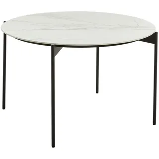 Venjakob Couchtisch , Schwarz, Weiß , Metall, Keramik , rund , Rundrohr , 83x42x83 cm , Goldenes M, Dgm, Handmade in Germany , Wohnzimmer, Wohnzimmertische, Couchtische, Couchtische rund