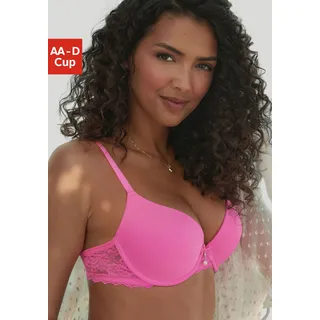 Schalen-BH LASCANA, Damen, Gr. 85, Cup D, pink, Spitze, Obermaterial: 86% Polyamid, 8% Polyester, 6% Elasthan, BHs Schalen-BH, mit Bügel und hübschem Spitzenrücken, sexy Dessous, Topseller