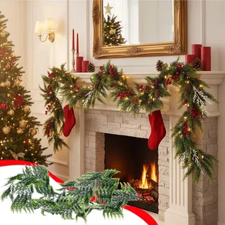 3 Stück Künstliche Tannengirlande 175CM Weihnachtsgirlande Wie Echt Tannenzweig Girlande Weihnachtsbaumschmuck Grün Garland für Treppen Tisch Wand Türrahmen, Weihnachtsdeko für Innen & Outdoor