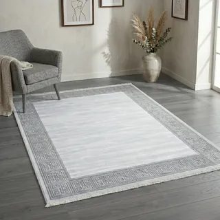 Sehrazat Venus 7798 Kurzflorteppich 80 x 150 cm Grau/Weiß