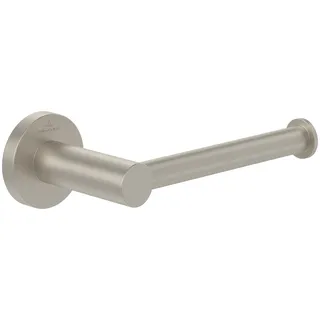 Villeroy & Boch Elements - Tender Toilettenpapierhalter ohne Deckel, Klopapierhalter für Wandmontage, Klorollenhalter aus Zink, WC-Papierhalter rund, Brushed Nickel Matt