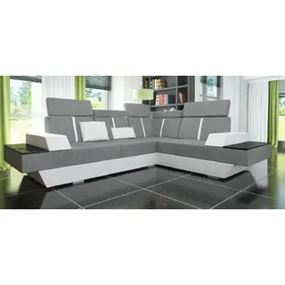 Designer Ecksofa Wohnlandschaft Sofa mit USB Couch Stoff Textil Leder Patentiert