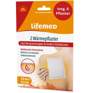 Lifemed Wärmepflaster ohne Arzneimittelwirkstoff für Schmerzlinderung für Rücken, Nacken, Schultern, Wärmekissen Rückenwärmer, Nackenwärmer, Regelschmerzen (6 Pflaster)