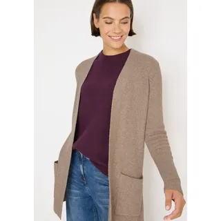 Cardigan CECIL, Damen, Gr. XL (44), toffee cream melange, Strick, Obermaterial: 37% Baumwolle, 34% Polyacryl, 26% Polyester, 3% Elasthan, unifarben, lässig geschnitten ca. Mitte Oberschenkel, Rundhals, Bündchen, Strickjacken Cardigan, offen und langarm