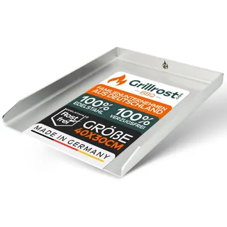 Grillrost.com Das Original Grillplatte 40 x 30 cm Edelstahl Silber/Weiß