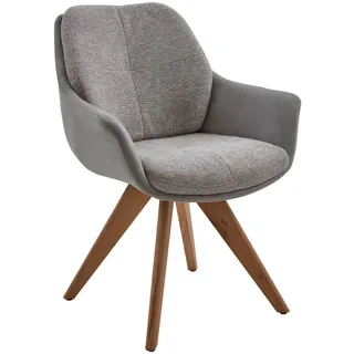 Valnatura Armlehnstuhl , Grau, Eichefarben, Platinfarben , Holz, Textil , Wildeiche , massiv , Stativgestell , 62x83.5x65 cm , Stoffauswahl, Typenauswahl, Sitzfläche 360° drehbar, Gestellauswahl, automatische Rückholfunktion , Holzmöbel, Sitzgelegenheiten Holz, Holzstühle