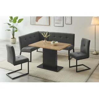 OTTO home »Geranie, Sitzgruppe, Eckbank inkl. Stauraum, Esstisch, 2 Freischwinger« grau, B:180cm H:80,5cm T:61,5cm, MDF, Metall, Polyester, Sitzmöbel-Sets, Eckbankgruppe, mit und ohne Stauraum wählbar