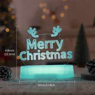 3D Weihnachten Nachtlicht LED Illusion Lampe mit 7 Farben Batteriebetrieben Nachtlichter mit Fernbedienung Nachttischlampe Party Weihnachtsdekoration