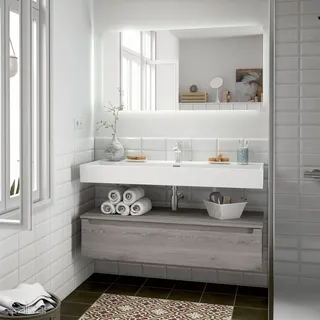 Waschtisch VENETO 1210 PORZELLAN WEIß 1210 x 120 x 460 mm - Weiß