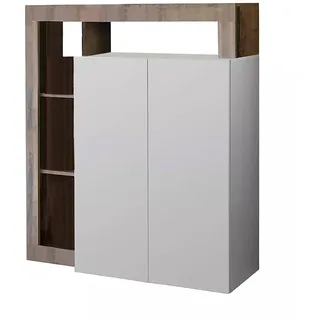 Dmora Sideboard im modernen Design mit 2 Türen und Regalen, Aufbewahrungsschrank, Küchenbuffet, Sideboard Made in Italy, 108x42h127 cm, Farbe Weiß und Birne