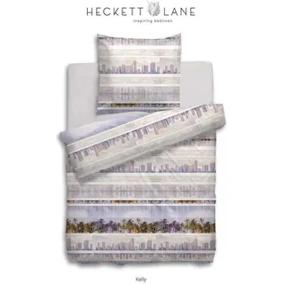 Heckett & Lane Wendebettwäsche Kelly Renforcé Strand Palmen City Skyline Großstadt Größe 135x200 cm - Bunt