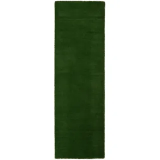 carpetfine Gabbeh Lola Uni Wollteppich 75 x 240 cm Grün