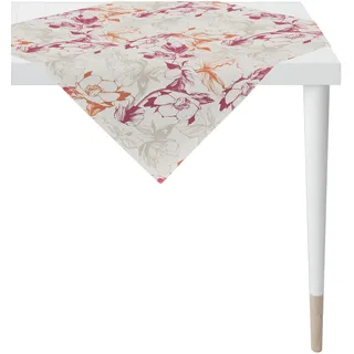 APELT "7403", linear gezeichnetes Blumenmotiv, grau, bordeaux, orange,