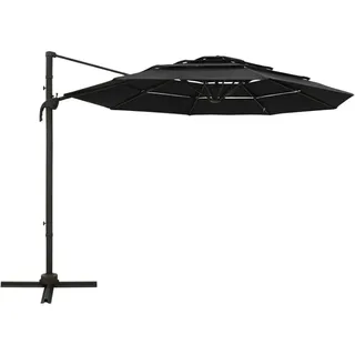 vidaXL Sonnenschirm mit Aluminium-Mast 4-lagig Schwarz 3x3 m - Schwarz