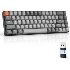 MAGIC-REFINER RK68 Kabellose Mechanische Gaming-Tastatur, Dual-Mode 2.4 GHz Wireless/Bluetooth 5.0, 60% Prozent Tastatur Hot-Swap-fähiger Roter Schalter mit 2-in-1-Empfänger für PC/Mac/Smartphone