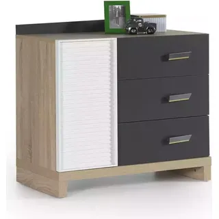 Kinderkommode Kommode Schrank Kinderzimmerregal Grau Holz Moderne Neu - Grau