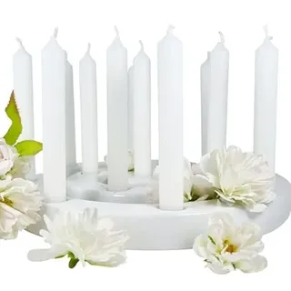 GLOWYBOX 10 Stück TROPFFREIE Geburtstagskerzen für Kerzenring Kerzen weiß für Kindergeburtstag bunte Kinderkerzen Geburtstagszug Minikerzen hergestelllt in Deutschland Baumkerzen kleine Kerzen weiß