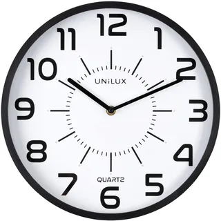 Unilux Wanduhr Pop weiß schwarz Kunststoff, Ø 30,0 cm