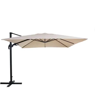 Mendler Gastronomie-Ampelschirm HWC-A96 300 x 300 cm Creme inkl. Ständer schwenkbar und drehbar