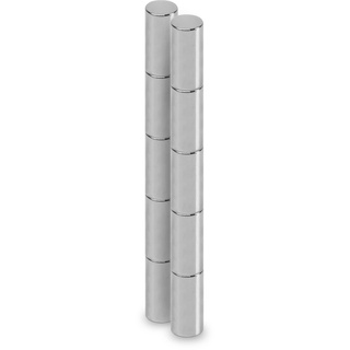 MAUL Neodym Magnet Ø 5 x 10 mm (10er Pack) | Magnete für einen vielseitigen Einsatz | Magnet rund mit elegantem und modernem Design | Magnete stark für Magnetboard, Magnetband | Silber