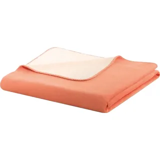 Biederlack Wohndecke Doubleface 150x200 cm | shrimp-ecru - rot