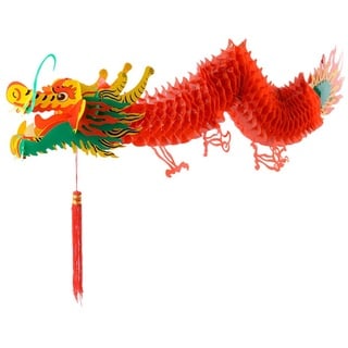 VALICLUD Chinesische Rote Drachen Laternen Papierlaterne Neujahr Dekoration Hängende Laternen Kunststoff Lampions Girlande für 2022 Chinesisches Neujahr Frühlingsfest Silvester Feng Shui Deko 1M