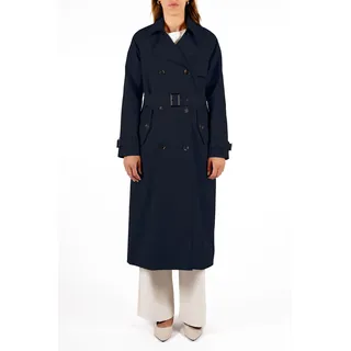 Trenchcoat RINO & PELLE "ERA", Damen, Gr. 40, schwarz navy, Web, Obermaterial: 100% Polyester. Futter: 100% Polyester, unifarben, körpernah kniebedeckend, V-Ausschnitt, abgerundeter Saum, Mäntel Trenchcoat, mit doppelter Knopfleiste und Gürtel