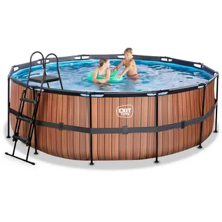 EXIT TOYS Wood Pools 427 x 122 cm inkl. Sandfilteranlage, Poolleiter, Reparaturset