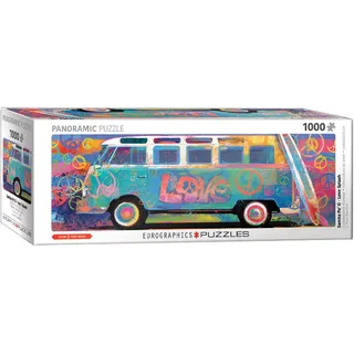VW Volkswagen Love Samba Bus - 1000 Teile Panorama Puzzle im Format 96x32 cm