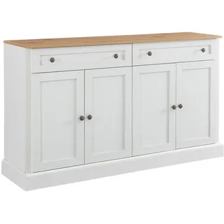 Urban Meuble Sideboard 150 cm in Antik Weiß & Natur , Naturfarben , Holzwerkstoff , 2 Schubladen , Rechteckig , 150x86x40 cm , Kleinmöbel, Kommoden, Sideboards