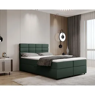 panda möbel Boxspringbett 140 x 200 cm Dunkelgrün
