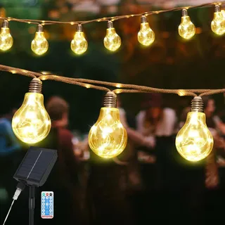 salcar Lichterkette Solar 5M 10 Glühbirnen wetterfest weiß