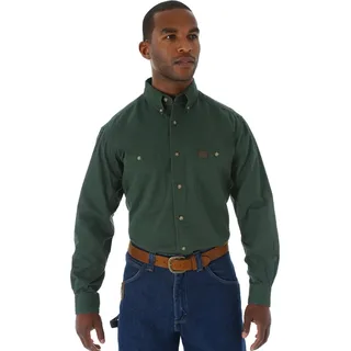 Wrangler Riggs Workwear Men's logger button down shirts, Forest Green, XL Tall UK