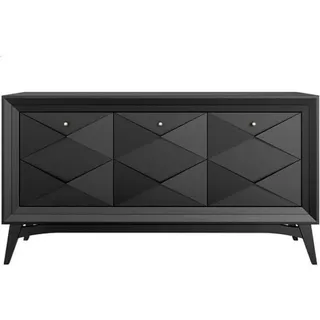 Luxus Kommode Schrank Sideboard Grau Klassisch Kommoden Esszimmer Schranke Holz - Schwarz
