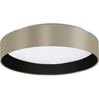 OTTO HOME LED Deckenleuchte "Merryn", grau (taupe schwarz), 1, Ø 38cm H: 9cm, 1 Stk., Leuchten, Deckenlampe Ø38 x H9 cm mit Textil-/Stoffschirm, CCT, Fernbedienung, LED Deckenleuchte