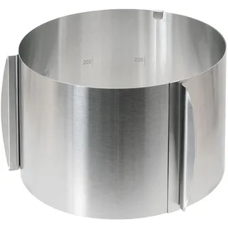 Wenco verstellbarer Tortenring mit Skala, 15cm Höhe, verstellbarer Kuchenring mit 16-30cm Durchmesser, hitzebeständiger Backrahmen rund, Backzubehör aus Edelstahl, Silber