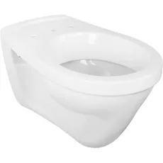 aquaSu® Wand WC Universal weiß, Flachspül WC mit Stufe, Hänge-Toilette, Abgang waagerecht, 52 cm Ausladung, Toilette wandhängend, Sanitärkeramik weiss, 563444