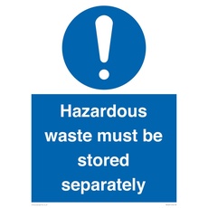 Hinweisschild "Hazardous Waste Must Be Stored Separatly", 300 x 400 mm, A3P